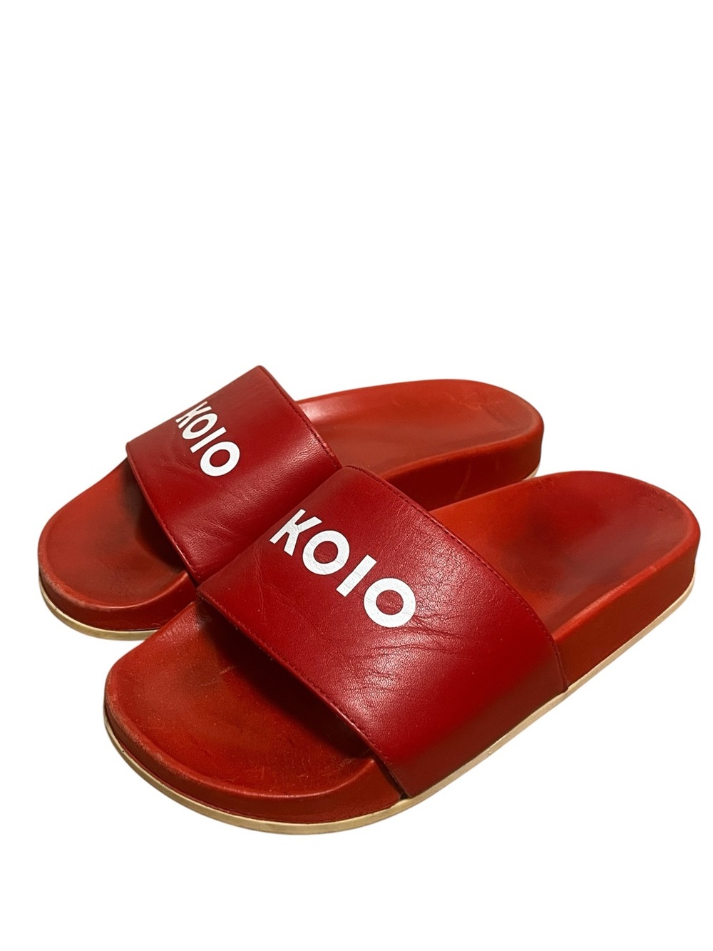 KOIO Slide Sandals Red Leather Made in Italy Minimalist EU 38 US 7.5/8 - Picture 3 of 12